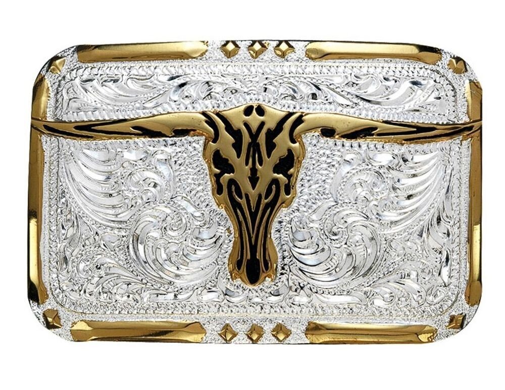 2297 HorseSaddleShop Black Inlay Longhorn Belt Buckle by Crumrine